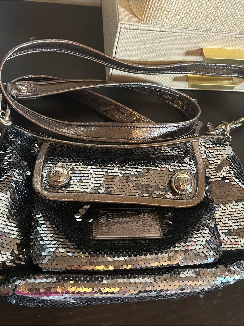 Coach- Sequined Shoulder Bag in Gray